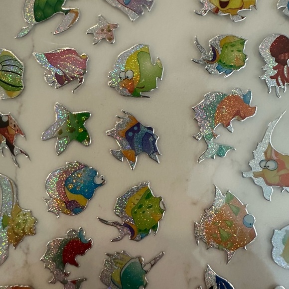 Sticker collection fish aquatic sparkly x 2  package. NIP - Picture 3 of 7